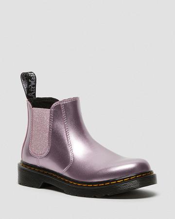 Pink Kids' Dr Martens Junior 2976 Metallic Chelsea Boots | CA 668XYU